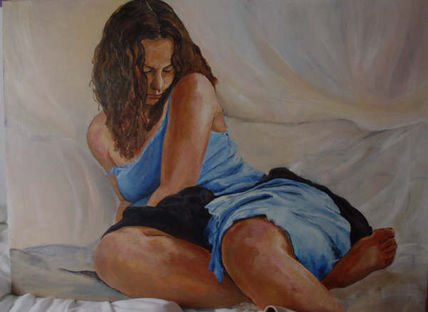 Joven con vestido azul