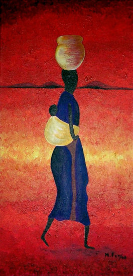 mujer africana 2 Acrylic Canvas Figure Painting