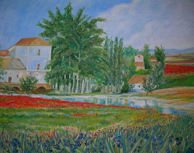 Lirios en Alarcos Oil Canvas Landscaping