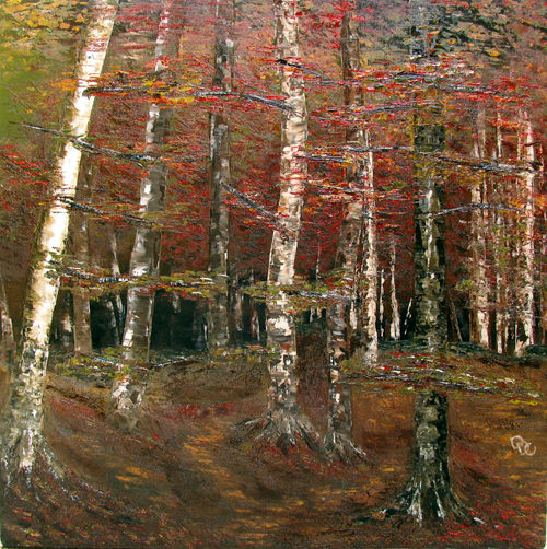 BOSQUE EN ROJOS Oil Canvas Landscaping