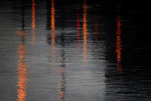 Traffic lights over River Lee 