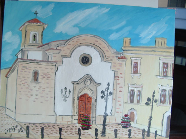 La Patrona Iglesia de la Virgen del Mar ALmería oleo de Crespo