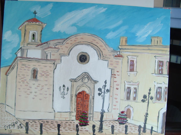 La Patrona Iglesia de la Virgen del Mar ALmería oleo de Crespo Oil Canvas Landscaping