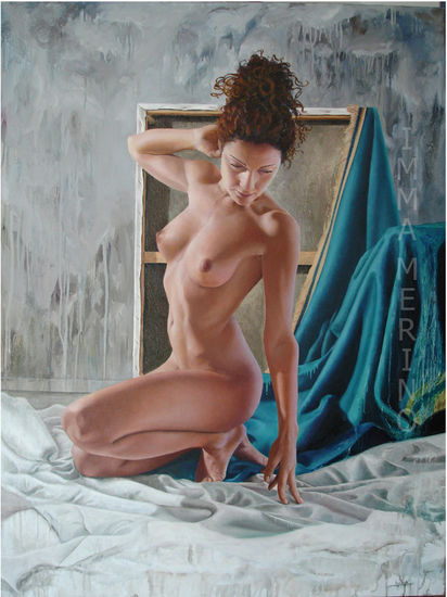 la modelo, la amiga y el ángel Oil Canvas Nude Paintings