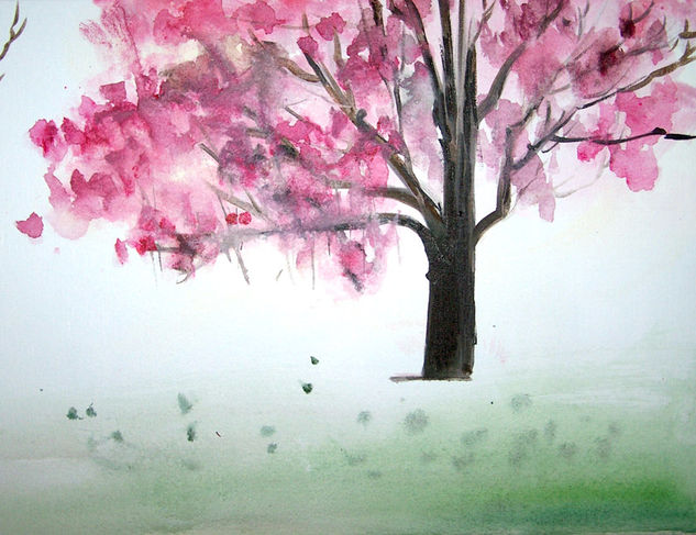 Cerezo en primavera Acrylic Canvas Landscaping