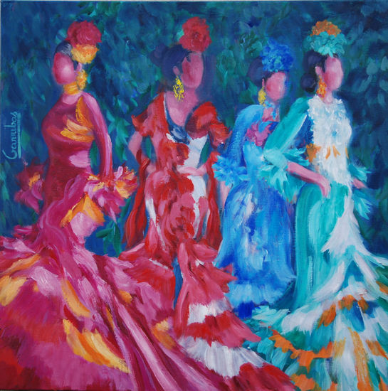 Desfile de faralaes Oil Canvas Figure Painting