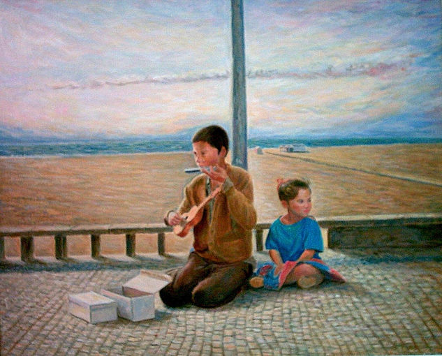 Niños en el paseo, ¡ROBADO! Oil Canvas Landscaping