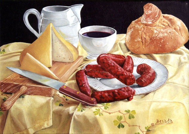 A merenda Oil Panel Still Life Paintings