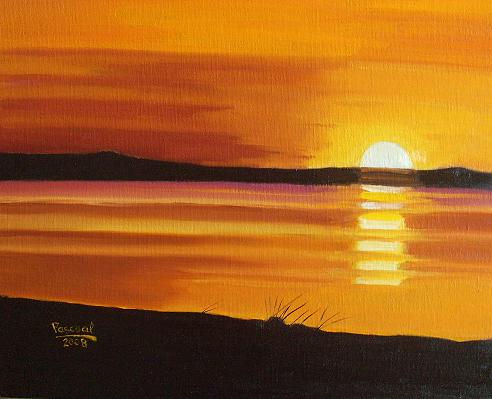 Atardecer Oil Panel Marine Painting