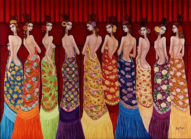 Gitanas con Mantones Oil Canvas Figure Painting