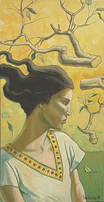 Mujer sobre fondo...