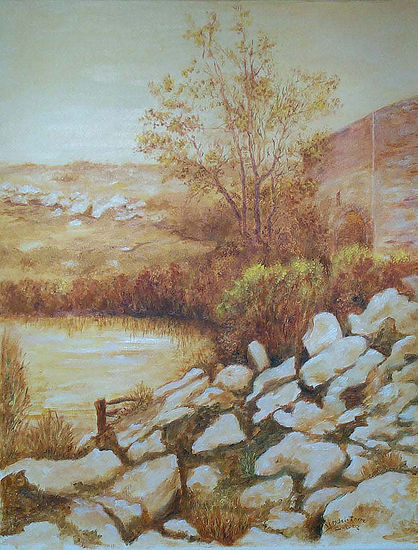 Paisaje ocre (molino) Oil Canvas Landscaping