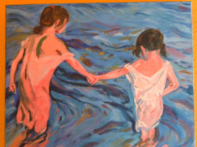 niñas en el mar de sorolla Óleo Lienzo Figura