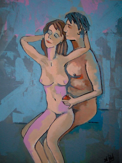 Adán y Eva Acrylic Canvas Nude Paintings