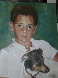 Retrato niño con perro