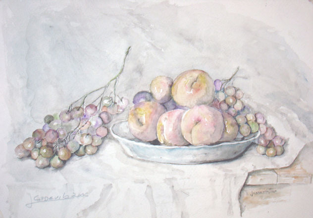 acuarelas duraznos y uvas