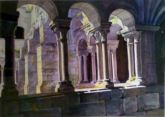 Claustro Procesional de San Estebo de Ribas de Sil Watercolour Paper Landscaping