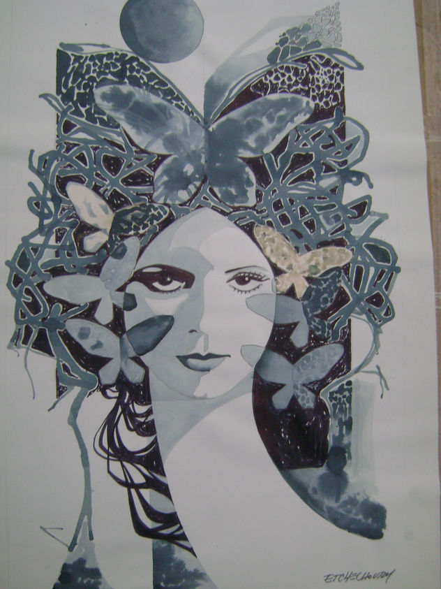 mujer con flores