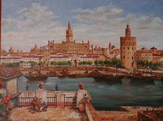 Sevilla Torre del Oro Oil Canvas Landscaping