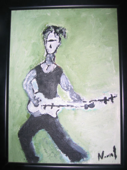 Simon, the bassman Oil Panel Portrait