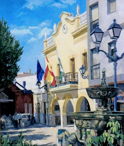 PLAZA DEL AYUNTAMIENTO DE VIATOR. Oil Canvas Landscaping