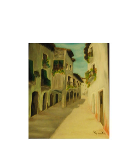 PUEBLO Óleo Lienzo Paisaje
