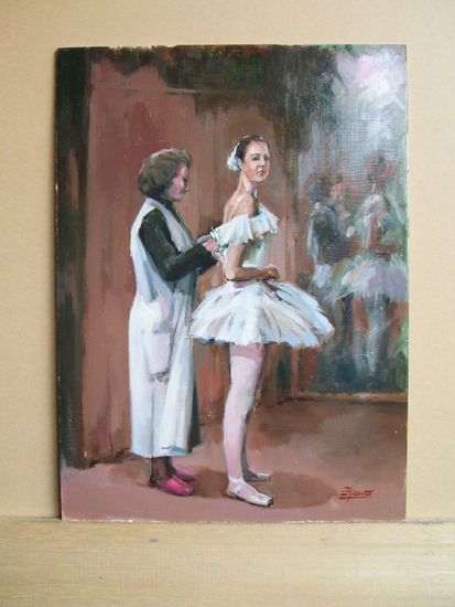 Ballet.Camarín Óleo Tabla Paisaje