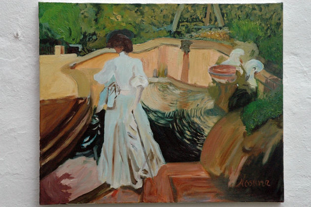 Mujer en la fuente Oil Canvas Landscaping