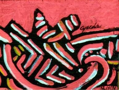 R141.LA BARCA DE RA,1993 Acrylic Panel Figure Painting