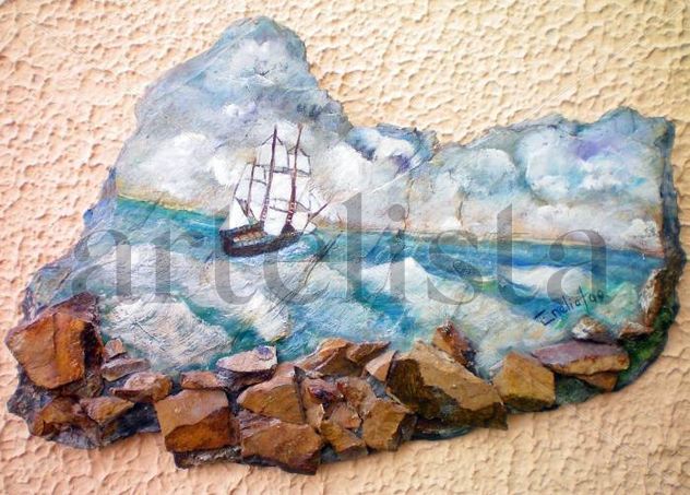 Acantilado (oleo sobre piedra)