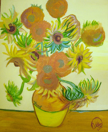 Los Girasoles Oil Panel Still Life Paintings