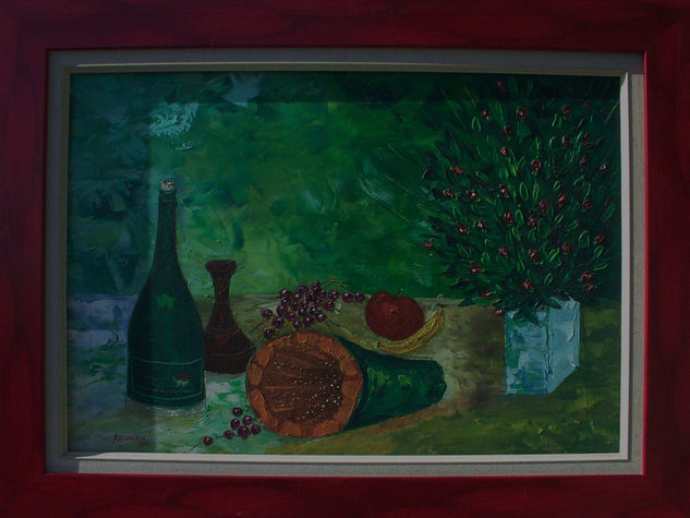 frutas y licor Oil Canvas Still Life Paintings