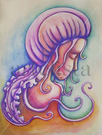 Medusa Watercolour Paper Figure Painting