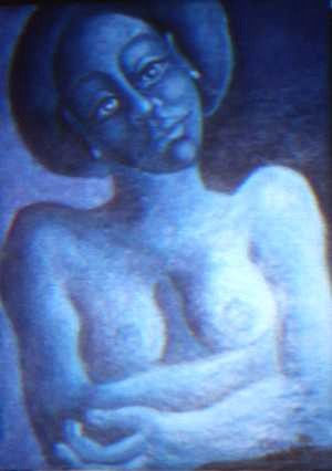 Lady in blue Oil Canvas Figure Painting