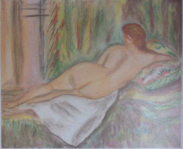 Desnudo femenino Pastel Card Portrait