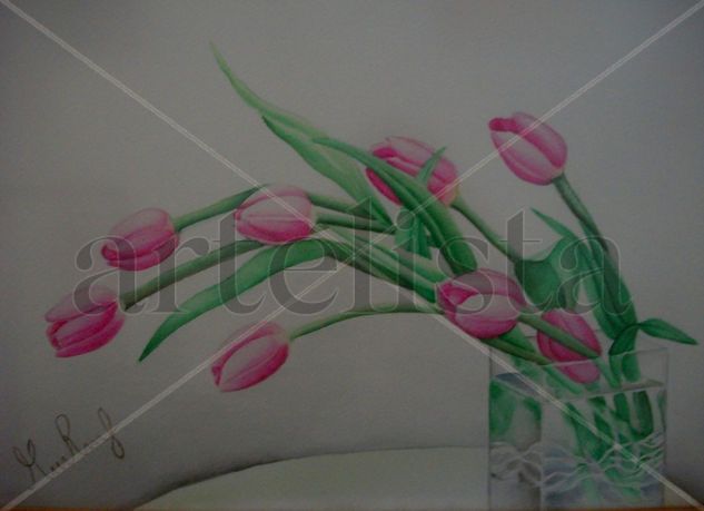 Tulipanes Watercolour Card Floral Painting