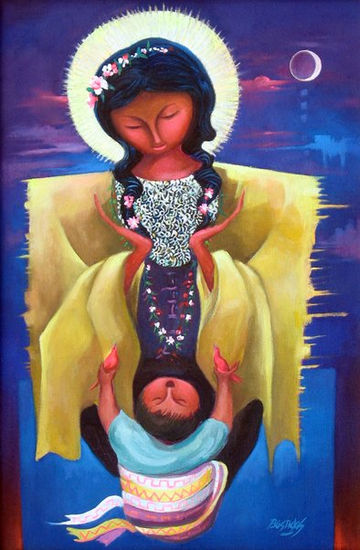 MATERNIDAD ANDINA "MADONNA" Oil Canvas Figure Painting