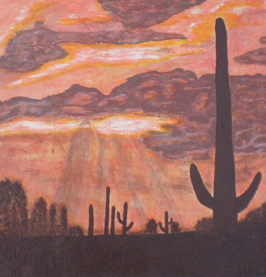 Cactus en naranja Acrylic Canvas Landscaping