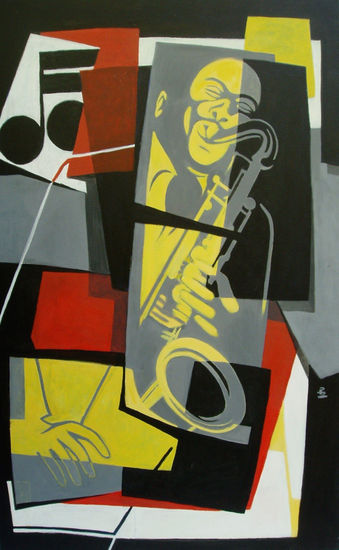 Musica saxo Acrylic Canvas Figure Painting