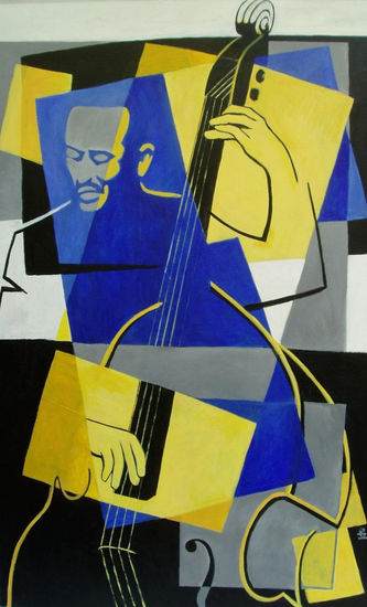 Musica contrabajo Acrylic Canvas Figure Painting