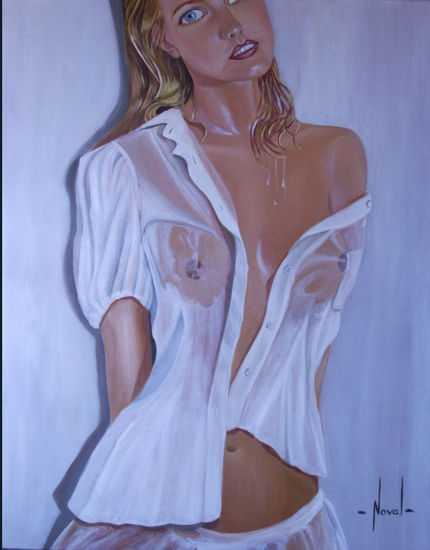 MUJER CON BLUSA MOJADA Oil Canvas Nude Paintings