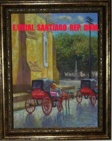 coche detras de la catedral despues de la lluvia santiago de los caballeros RD Oil Canvas Landscaping