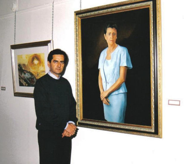 LOPEZ ESCANEZ., ANTE EL CUADRO. Oil Canvas Portrait