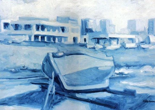 MARINA., CLUB DE MAR (ALMERÍA) Oil Canvas Marine Painting