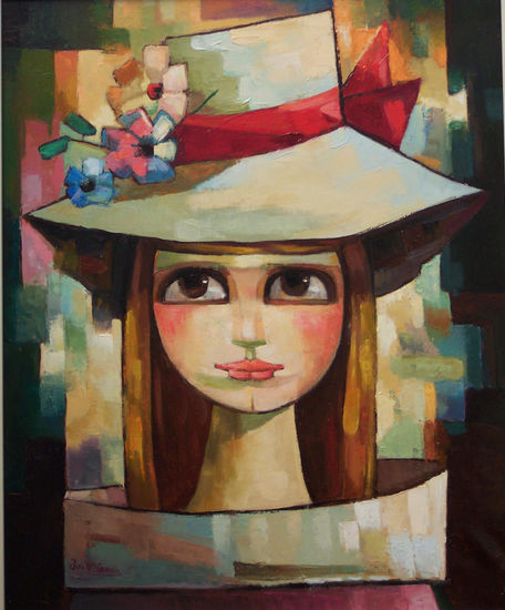 Niña con pamela Oil Canvas Figure Painting