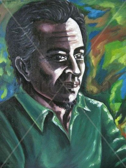 autoretrato verde Oil Canvas Figure Painting