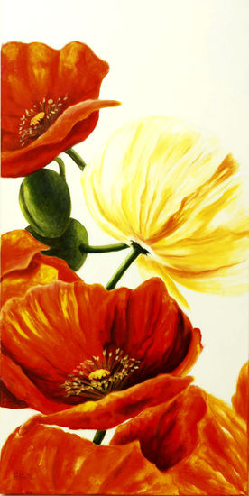 ENTRE AMAPOLAS II Oil Canvas Floral Painting