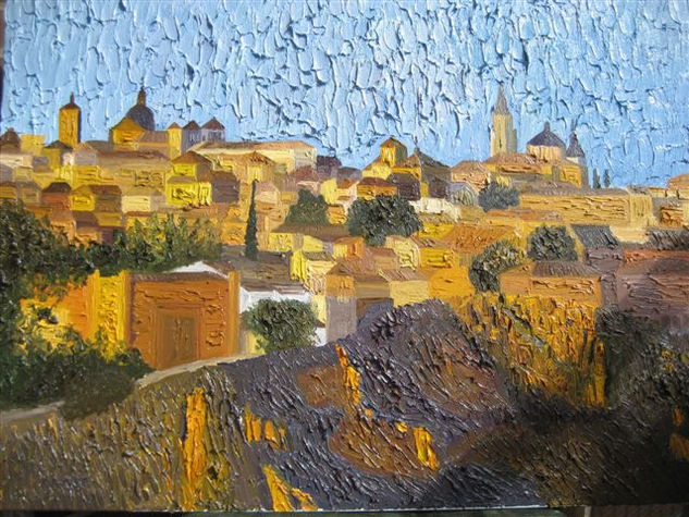 Otra vista de Toledo al atardecer Oil Canvas Landscaping