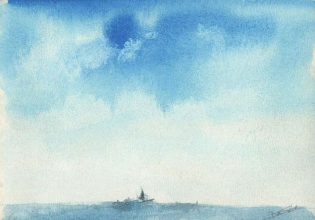 cielo y mar azul Watercolour Paper Landscaping