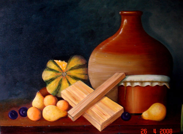 gran cantaro con cajas Oil Canvas Still Life Paintings